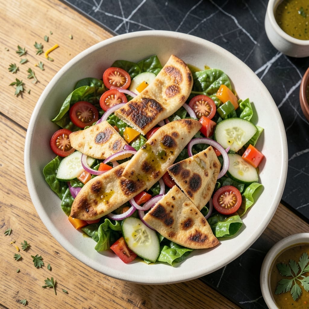 Fattoush Salad Recipe Ingredients: Crisp Pita and Herb-Infused Zing