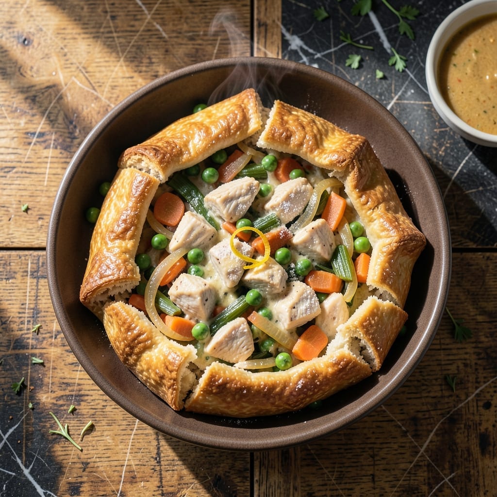 Chicken Pot Pie Recipe Non Dairy: Flaky Crust Over Savory Veggie Filling