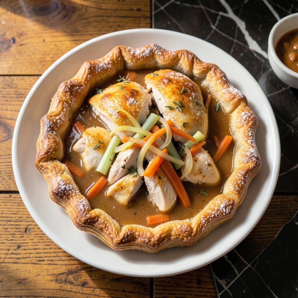Chicken Pot Pie Recipe Without Peas: Flaky Crust Over Herb-Infused Filling