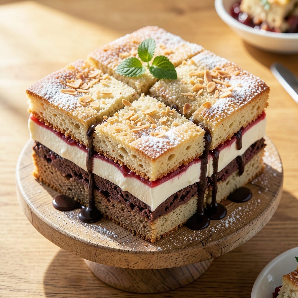 8 Square Cake Recipe: Layered Vanilla and Chocolate Magic in One Pan 8 Square Cake Recipe: Layered Vanilla and Chocolate Magic in One Pan