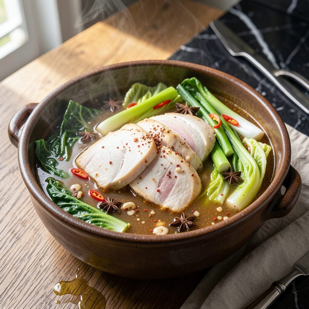 Chicken and Vegetable Hot Pot Recipe: Bubbling Broth with Fresh Ingredients