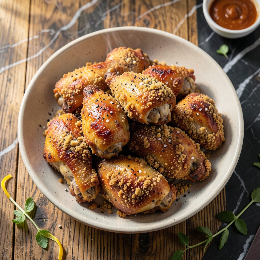 Deep Fat Fried Chicken Recipe: Double Dipped Crispy Crunch example with annotations