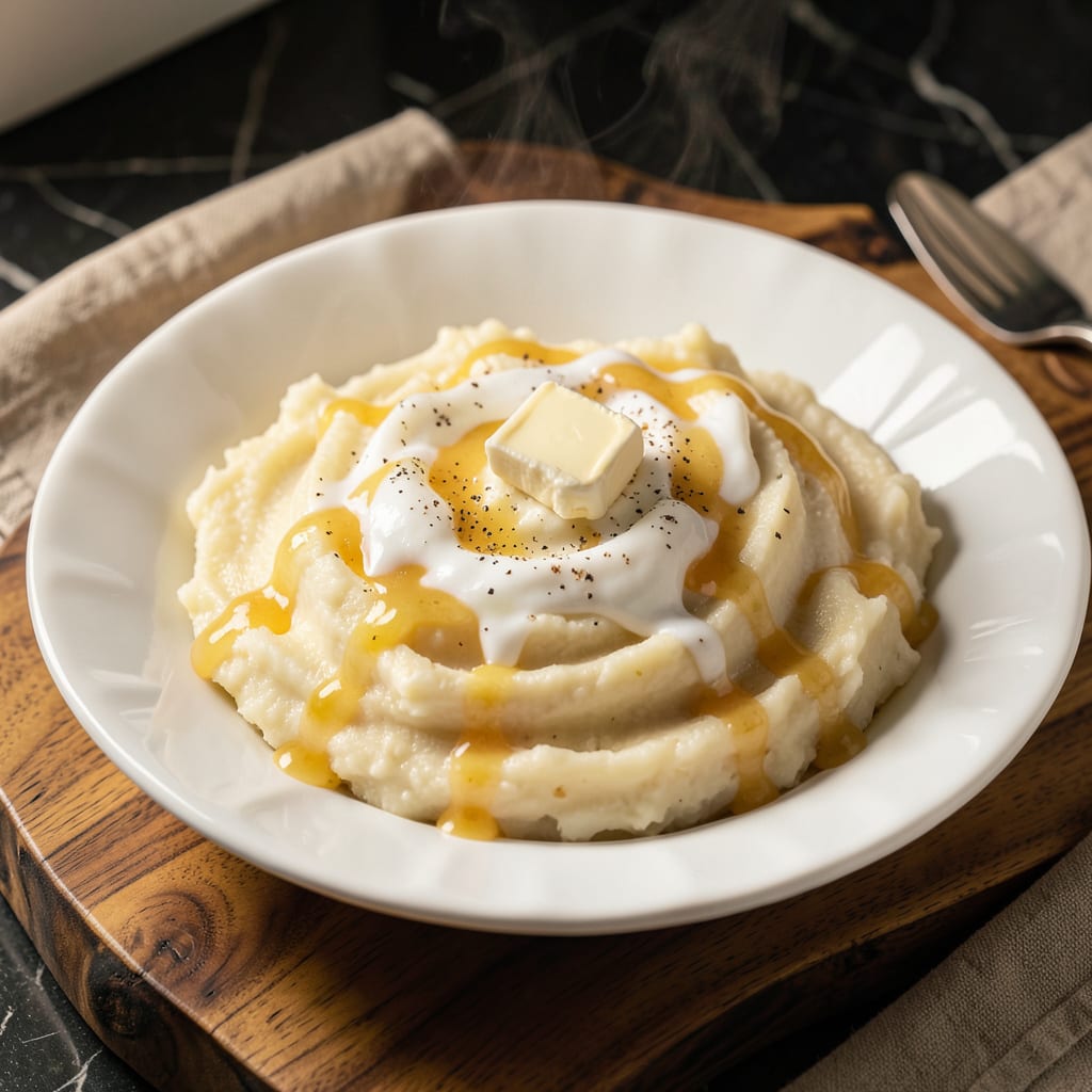 del friscos mashed potatoes recipe illustration with key details