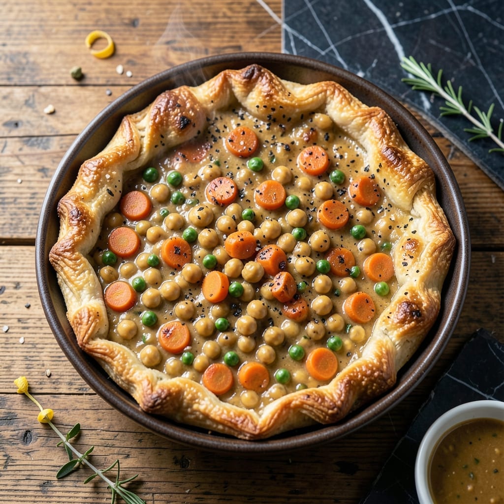 Vegan Chickpea Pot Pie Recipe: Golden Crust Over Savory Plant-Based Filling