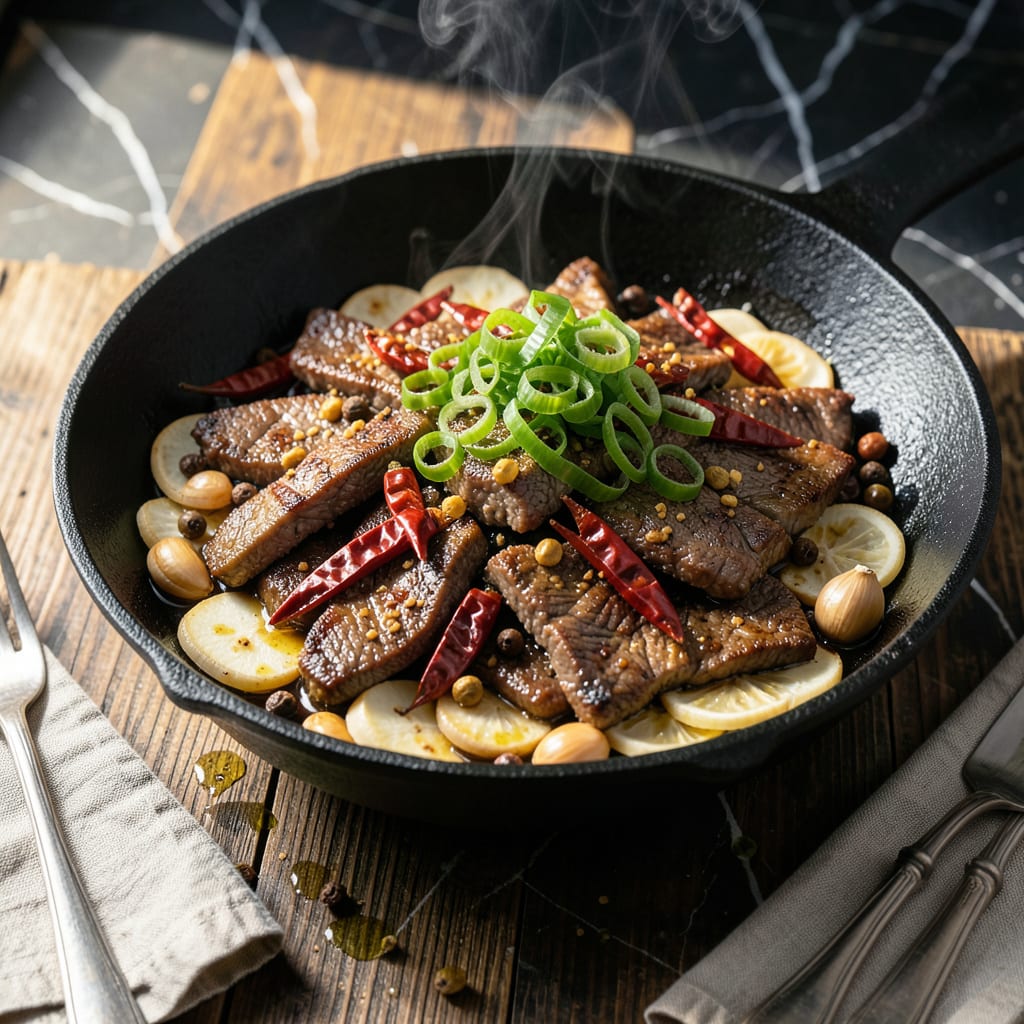 Visual representation of Dry Pot Beef Recipe: Sichuan Style Spicy Stir Fry