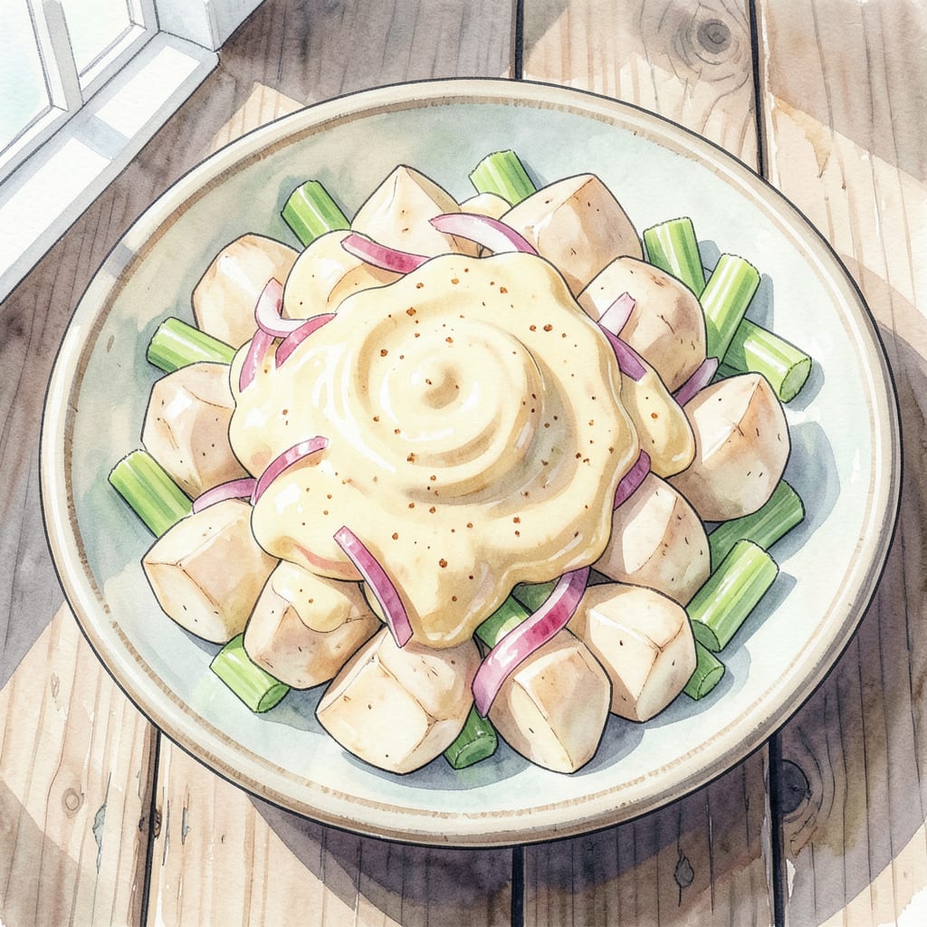 Visual representation of dukes mayonnaise potato salad recipe