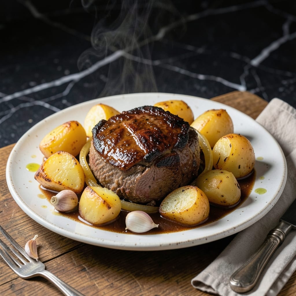 Recipe for Crock Pot Roast and Potatoes: Garlic-Herb Infused All-Day Simmer