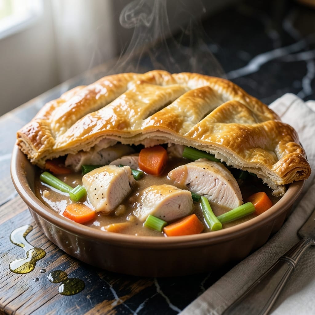 Ricardo's Chicken Pot Pie Recipe: Flaky Crust Over Creamy Herb Filling