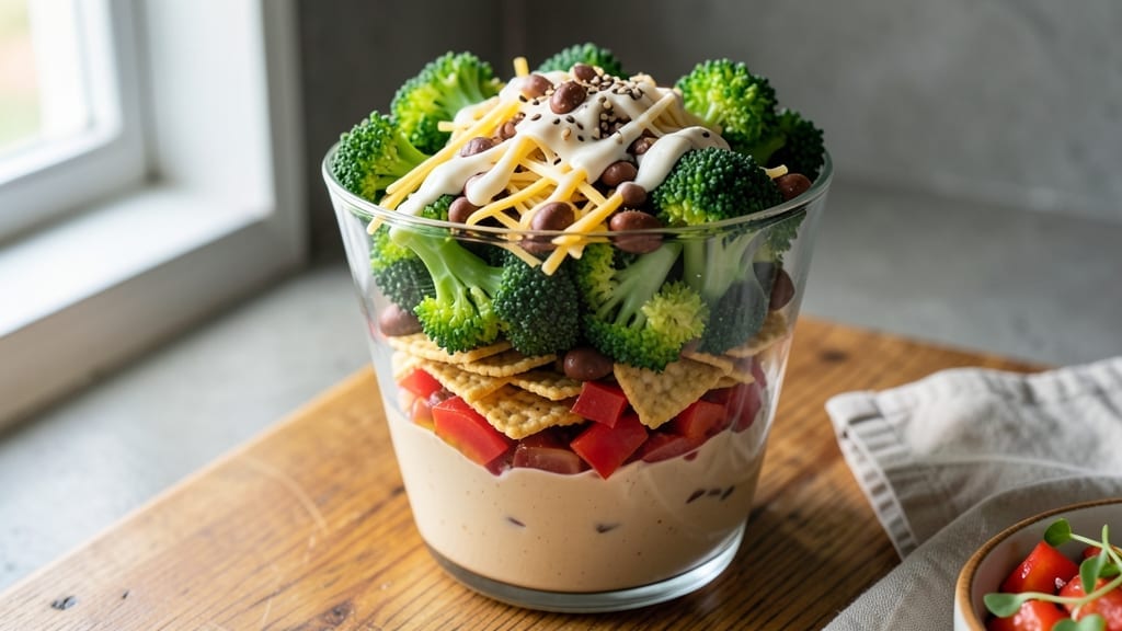 7 Layer Salad Recipe with Broccoli: Crunchy Layers and Creamy Ranch Magic