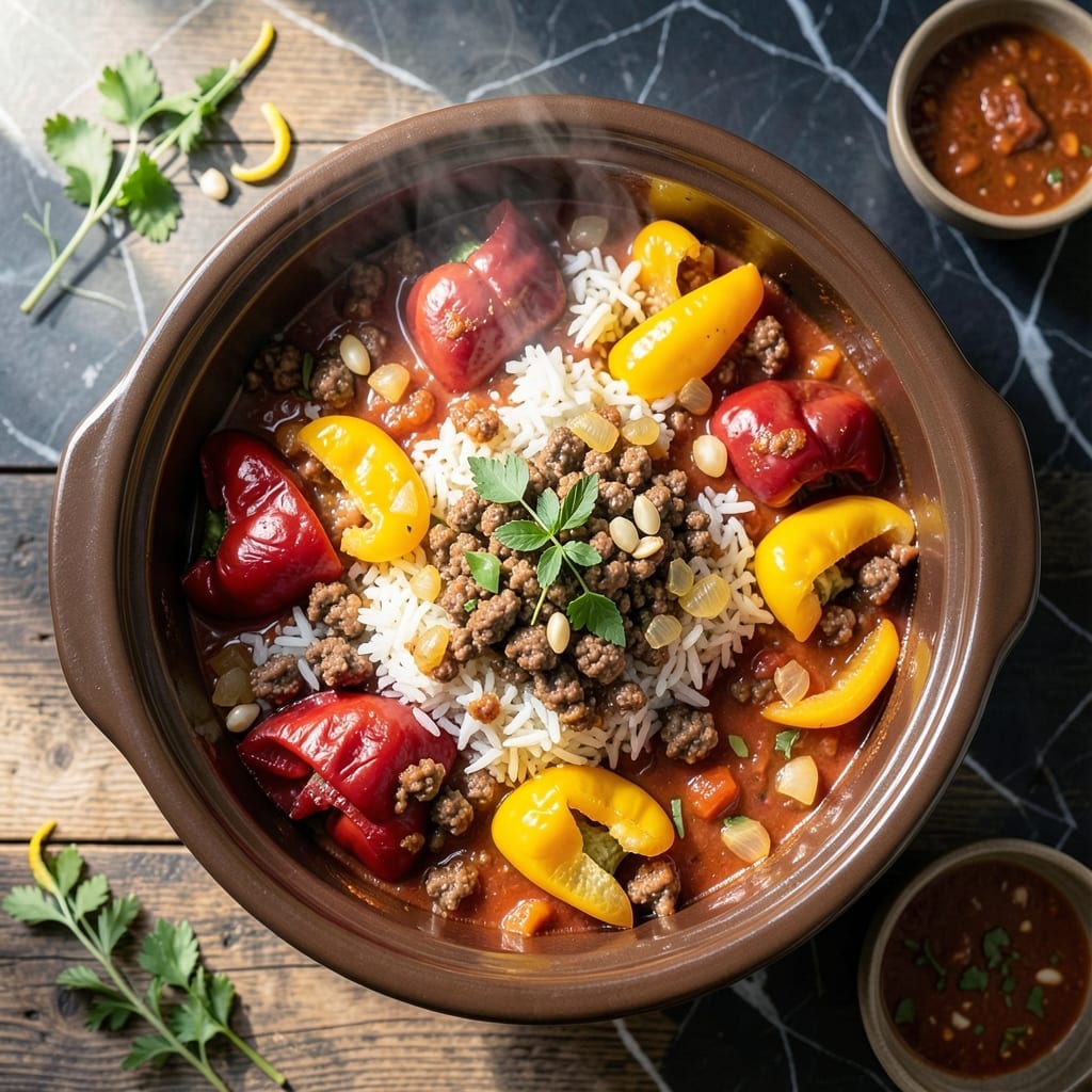 Stuffed Pepper Casserole Crock Pot Recipe: Layered Cheesy Goodness