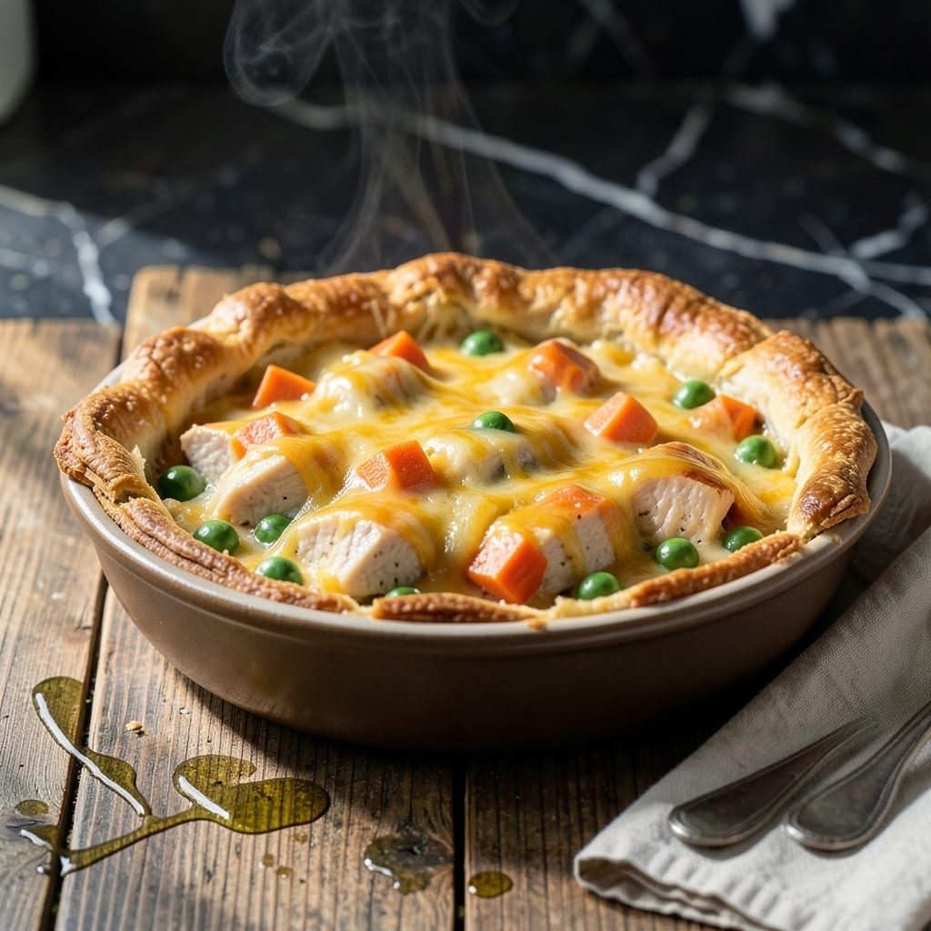 Cheesy Chicken Pot Pie Recipe: Golden Crust With Creamy Herb Filling