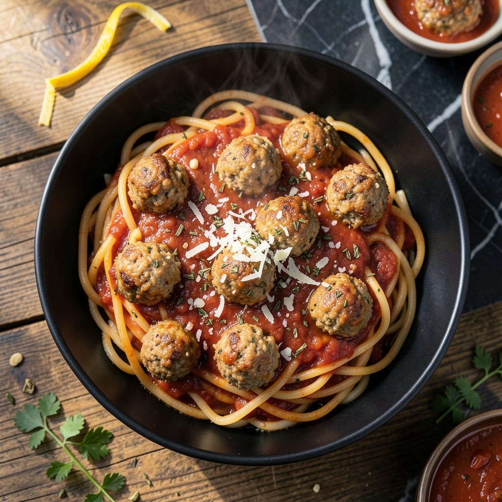 One Pot Spaghetti and Meatballs Recipe: No-Drain Noodles in Rich Sauce