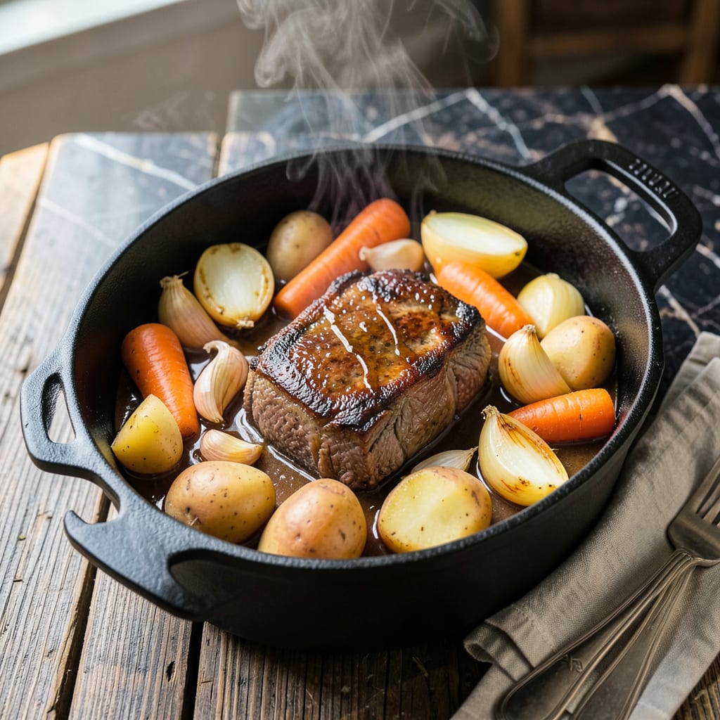 Complete easiest pot roast crock pot recipe overview image