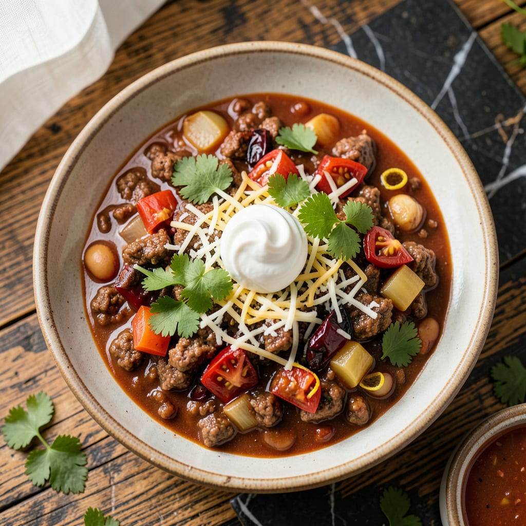 Visual representation of easy crockpot chili recipe
