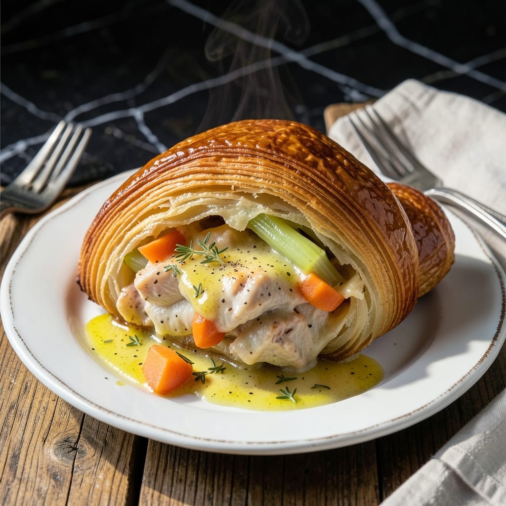 Chicken Pot Pie Croissant Recipe: Golden Layers Hugging Creamy Filling
