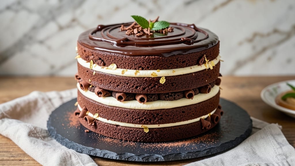 18-Layer Chocolate Cake Recipe: Decadent Height With Vanilla Bean Swirls