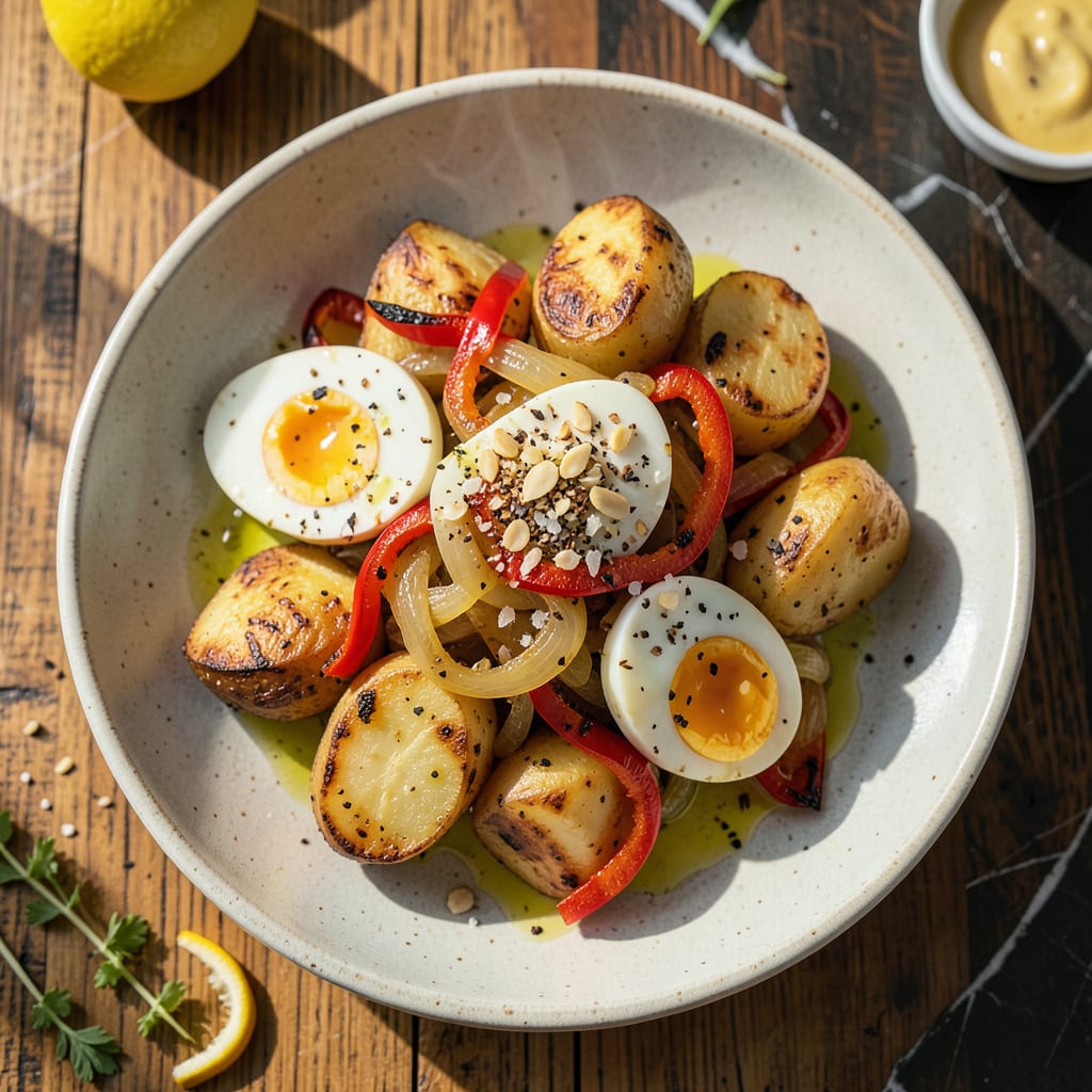 Egg and Potato Hash: Crispy Breakfast Fuel in One Skillet example with annotations