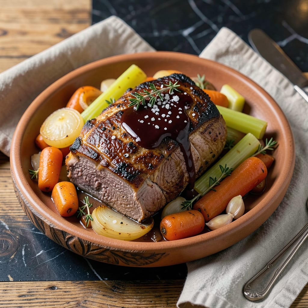 English Crock Pot Roast Recipe: Fall Apart Tender Sunday Supper example with annotations
