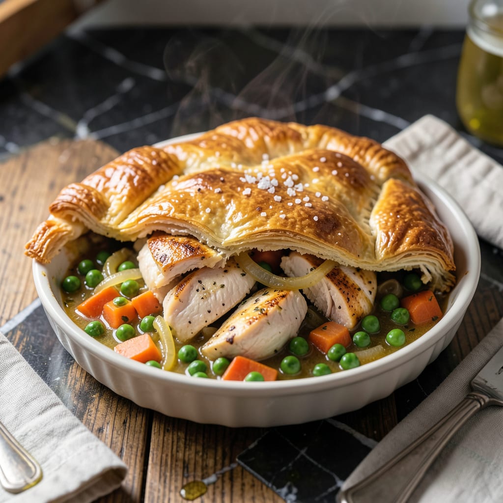 Comprehensive English Pot Pie Recipe: Flaky Pastry Over Savory Filling visual reference
