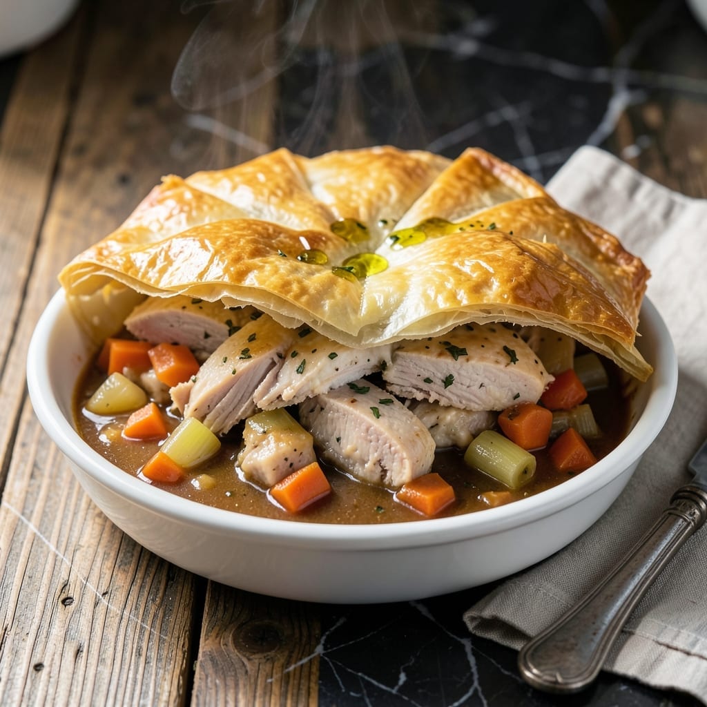 Recipe For Turkey Pot Pie With Phyllo Pastry: Golden Layers of Savory Comfort