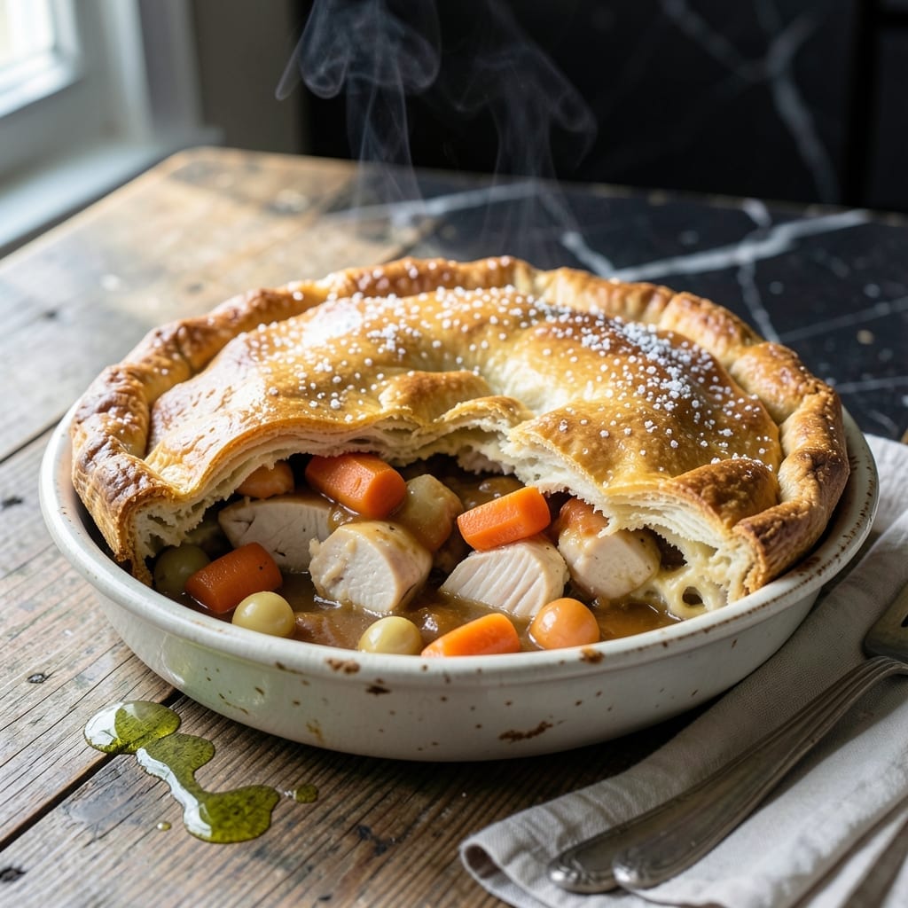 Claire Saffitz's Chicken Pot Pie Recipe: Flaky Crust Over Savory Herb-Filled Center
