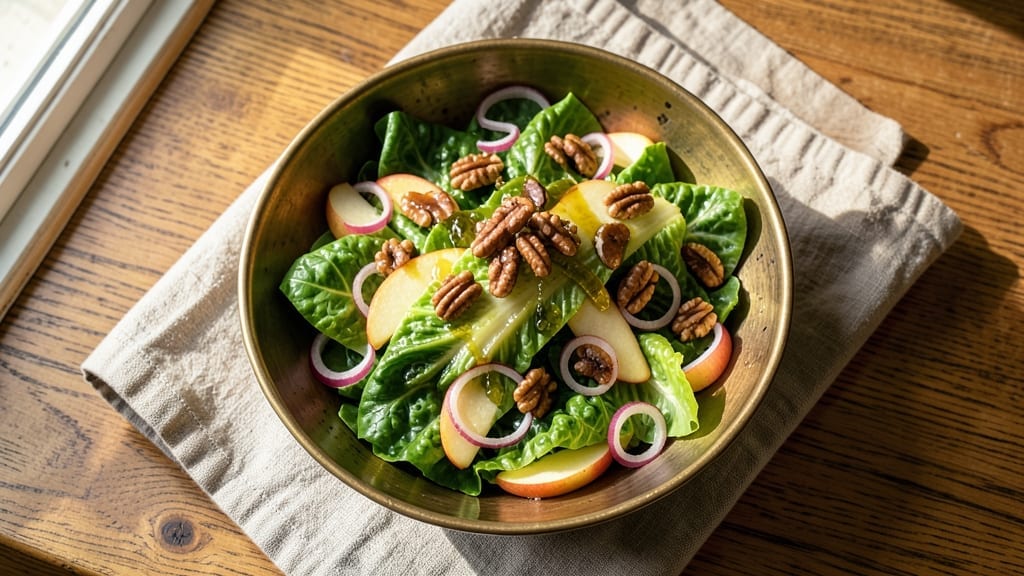 1910 Salad Recipe: Bold Vinaigrette and Crunchy Nut Topping