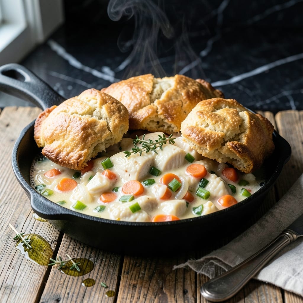 Drop Biscuit Chicken Pot Pie Recipe: Fluffy Topping Over Savory Stew