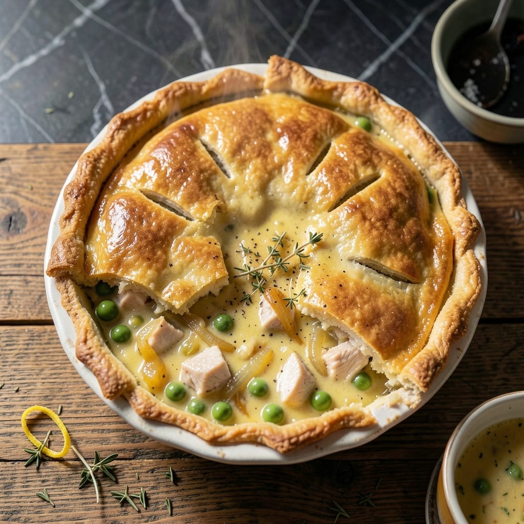 Single Crust Chicken Pot Pie Recipe: Golden Pastry Over Herbed Filling
