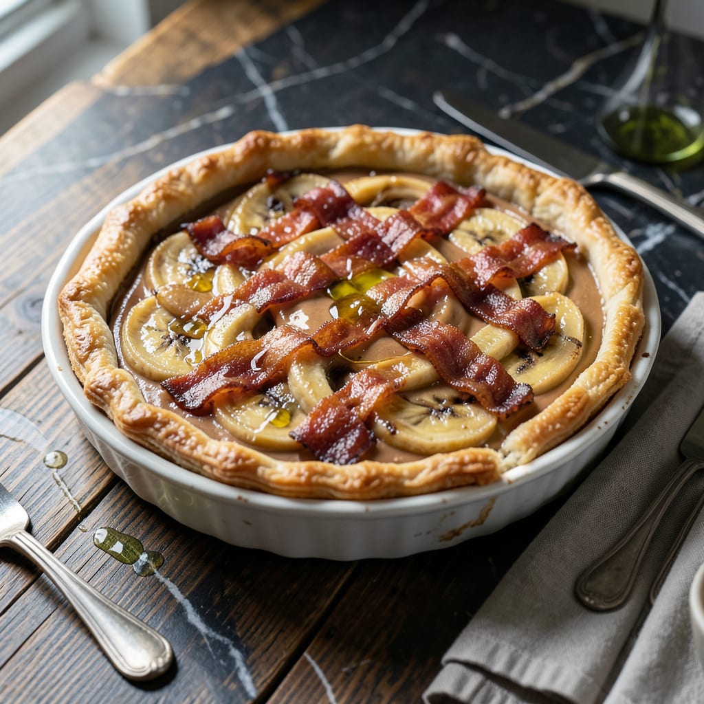 Fat Elvis Pie Recipe: Peanut Butter Banana Bacon Indulgence example with annotations