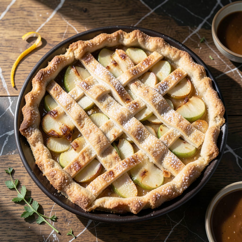Visual representation of Fat Free Apple Pie Recipe: Flaky Crust Without the Butter