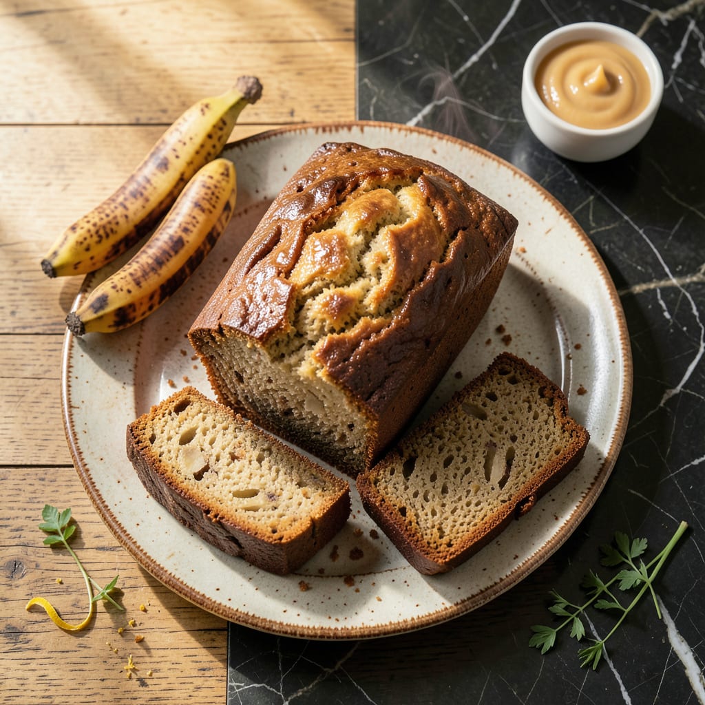 Visual representation of Fat Free Banana Bread Recipe: Moist and Fluffy Without the Butter