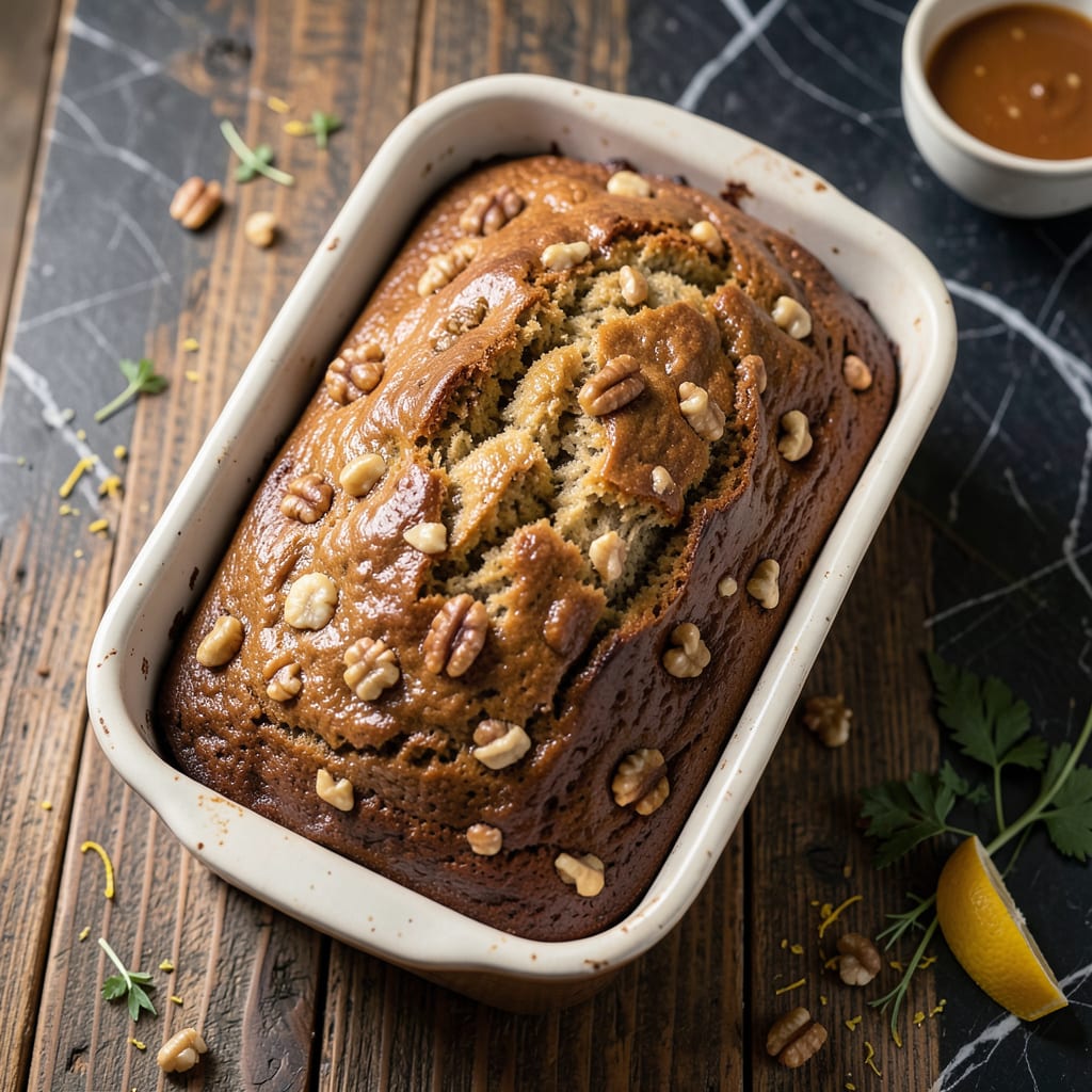 Comprehensive Fat Free Banana Nut Bread Recipe: No Butter Baking with Walnut Crunch visual reference