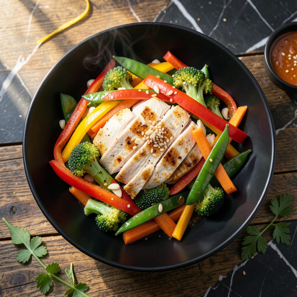 Fat Free Chicken Stir Fry Recipe: Wok Tossed With Garlic and Vegetables detailed visual guide