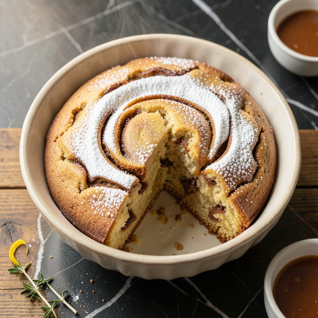 Fat Free Coffee Cake Recipe: Cinnamon Spiced Layers Without the Butter example with annotations