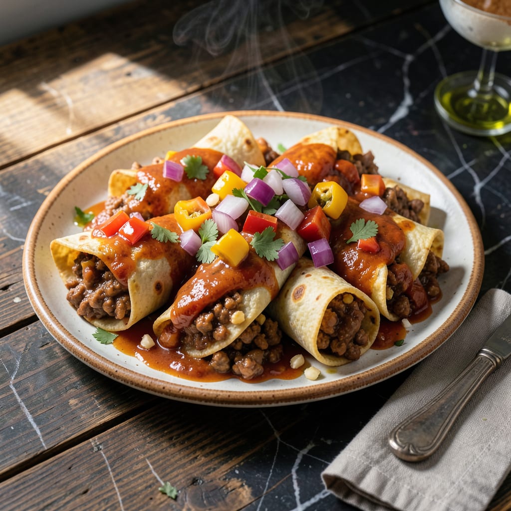 fat free enchilada recipe illustration with key details