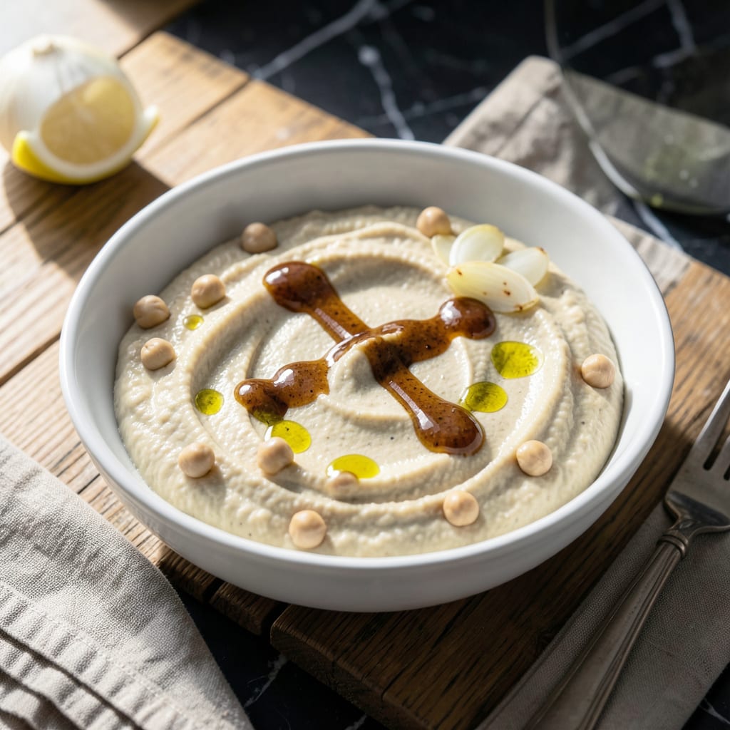 fat free hummus recipe example with annotations