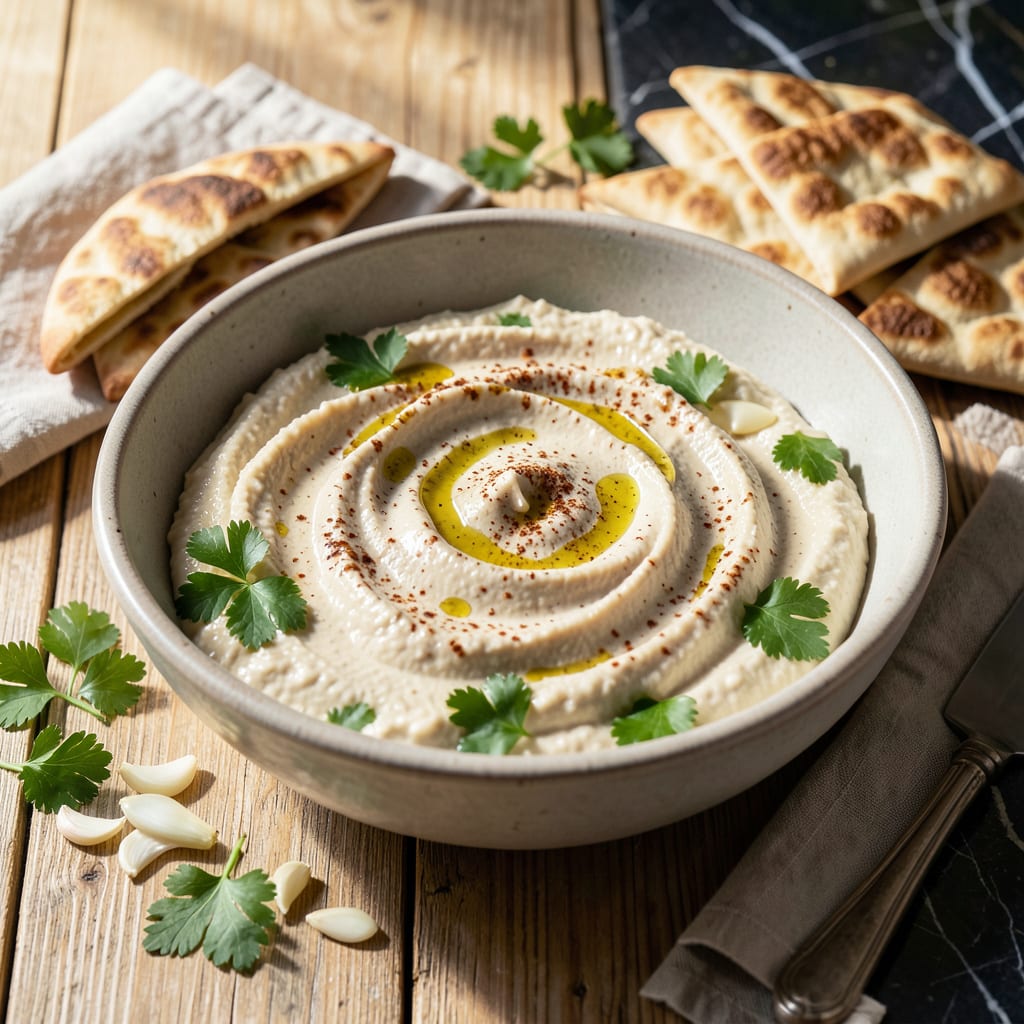 Visual representation of Fat Free Hummus Recipe Without Tahini: Silky Smooth Chickpea Dip