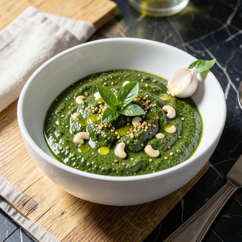 Fat Free Pesto Sauce Recipe: Bold Herb Flavor Without the Oil illustration with key details