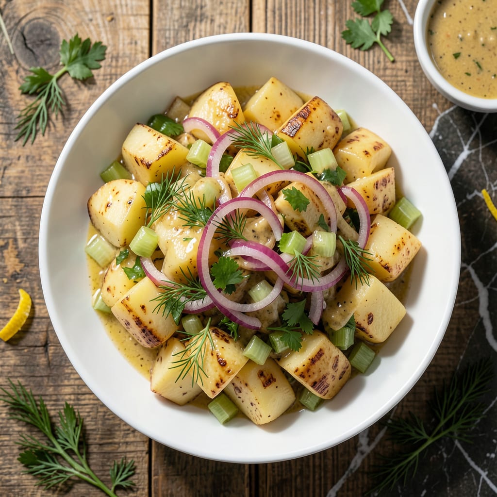 Fat Free Potato Salad Recipe: Tangy Mustard and Herb Delight