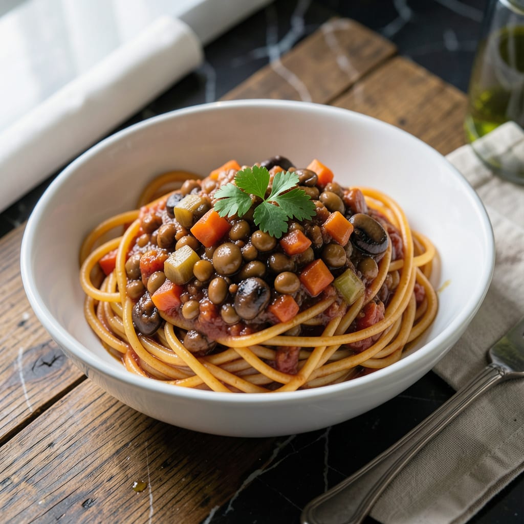 fat free spaghetti bolognese recipe example with annotations