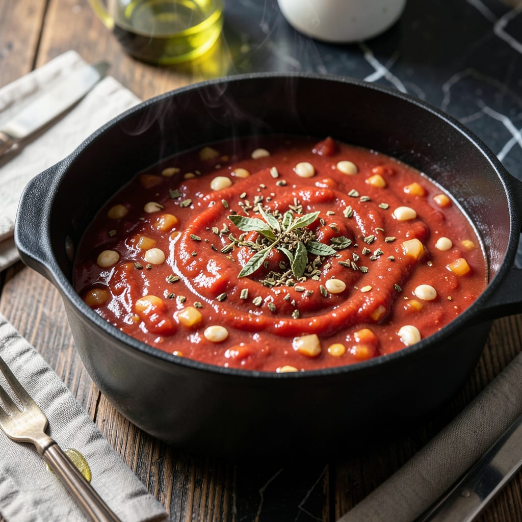 Fat Free Spaghetti Sauce Recipe: Rich Tomato Flavor Without the Oil illustration with key details