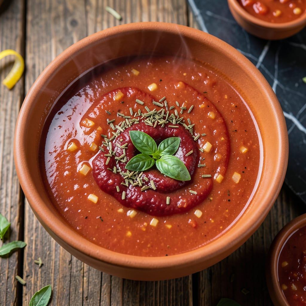Fat Free Tomato Soup Recipe: Velvety Smooth Without the Cream illustration with key details