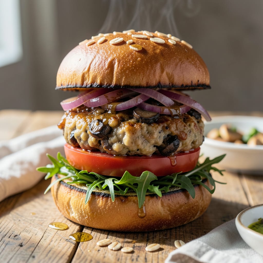 Comprehensive Fat Free Veggie Burger Recipe: Umami Packed Chickpea and Mushroom Blend visual reference