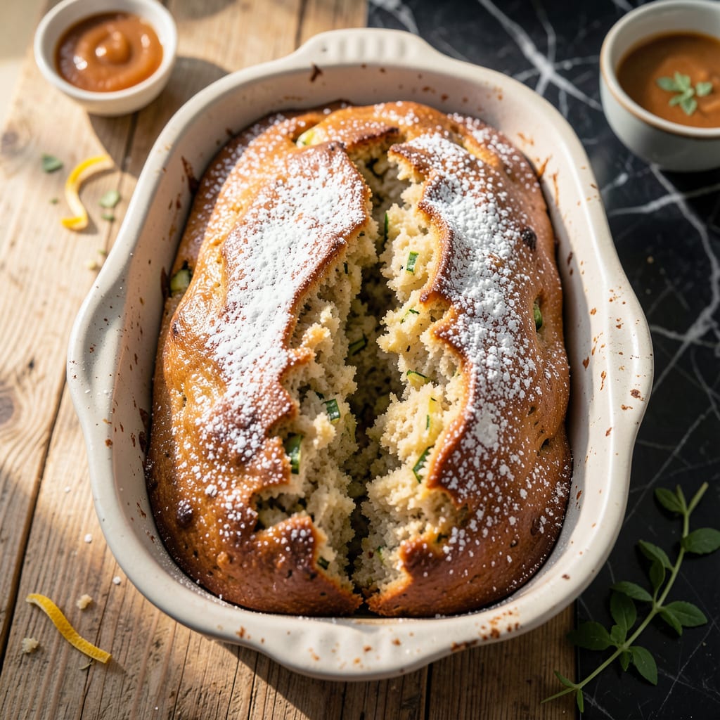 Visual representation of fat free zucchini bread recipe