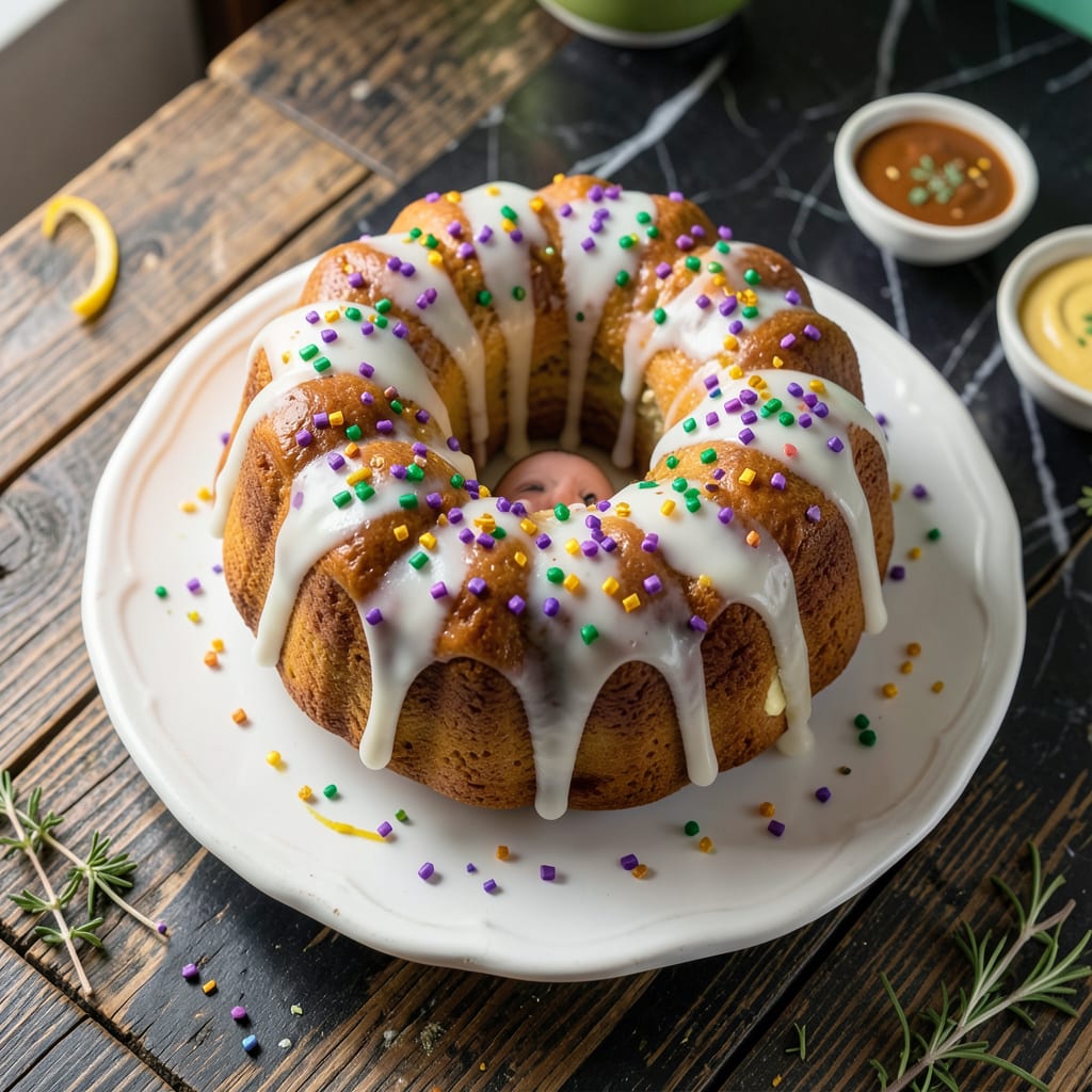 Fat Tuesday King Cake Recipe: Mardi Gras Tradition With Hidden Surprise example with annotations