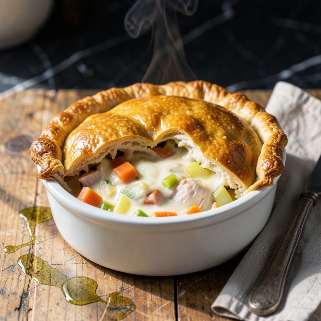 Individual Chicken Pot Pie Recipe: Buttery Biscuit Topped Delight