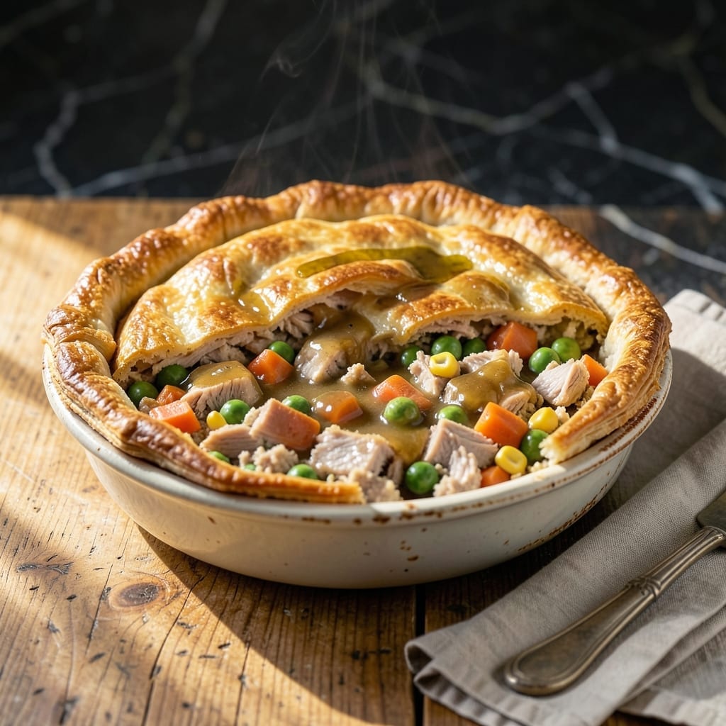 Leftover Thanksgiving Pot Pie Recipe: Flaky Crust Over Turkey and Gravy Leftover Thanksgiving Pot Pie Recipe: Flaky Crust Over Turkey and Gravy
