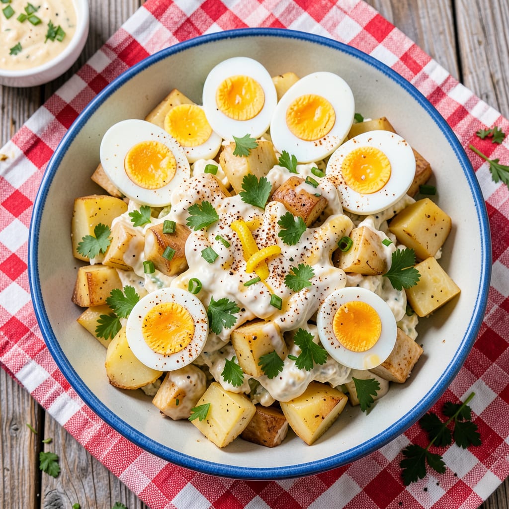 Visual representation of festival foods potato salad recipe