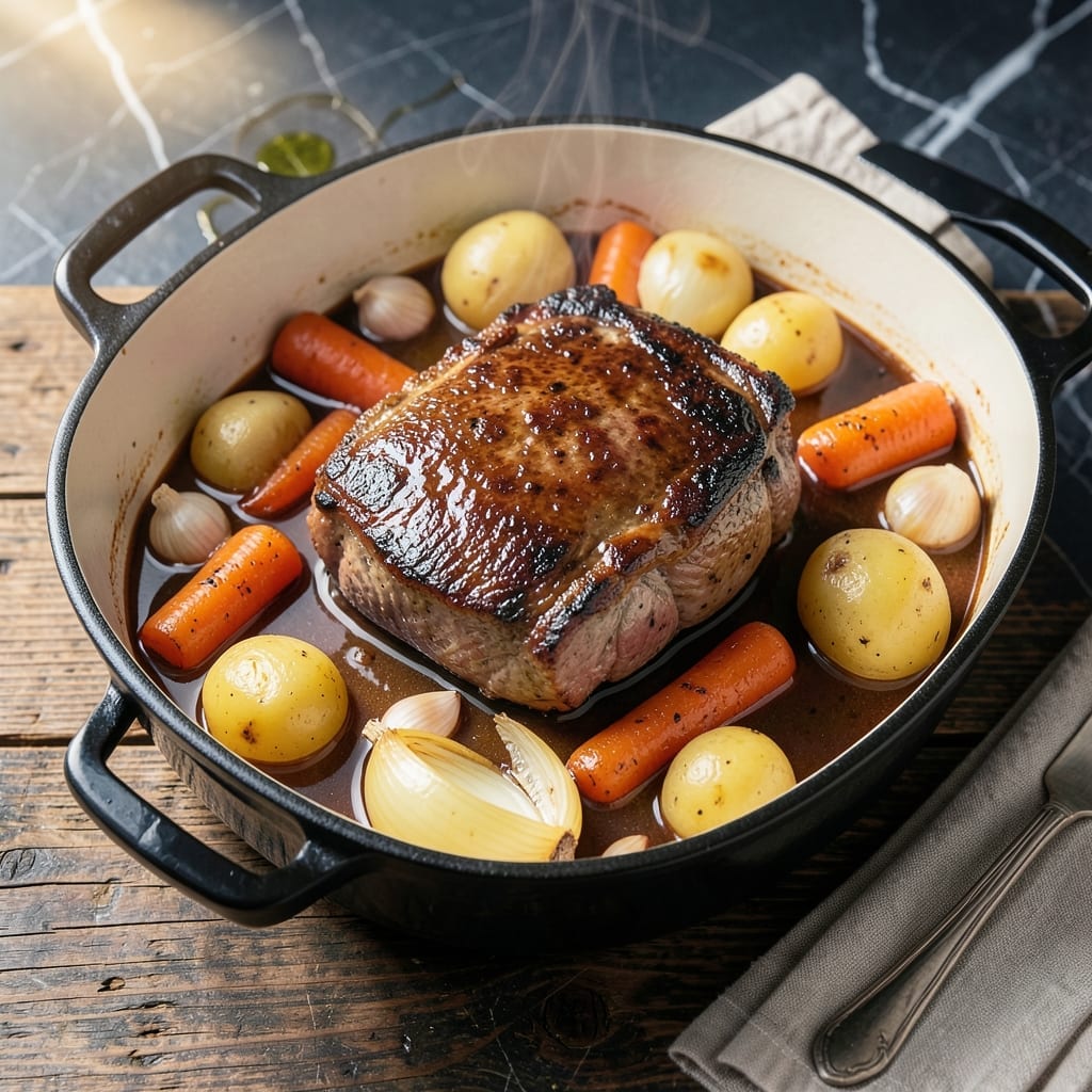 Pot Roast Recipe in Roasting Pan: Oven-Braised Beef with Root Vegetables
