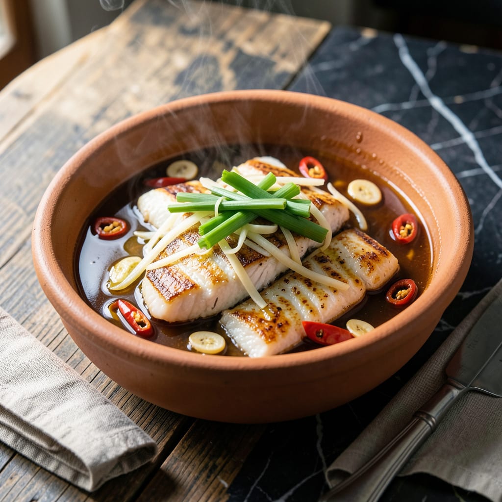 fish clay pot recipe illustration with key details